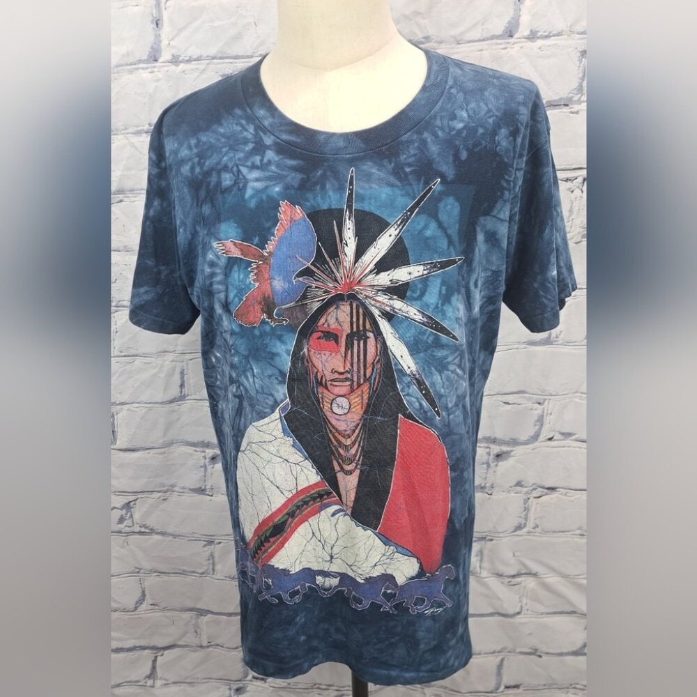 Tennessee River Vintage T-Shirt Native 90s USA Blue Tie Dye The Mountain Large